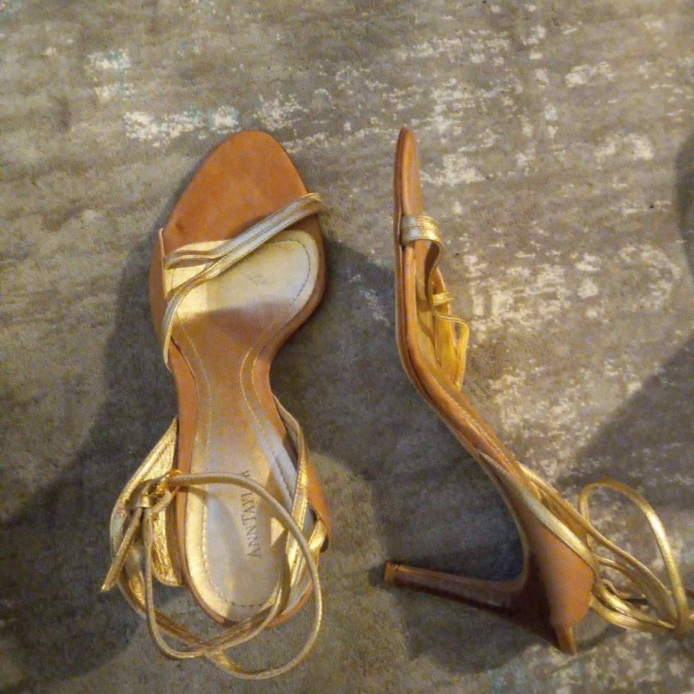 Ann Taylor Gold Strappy Heels